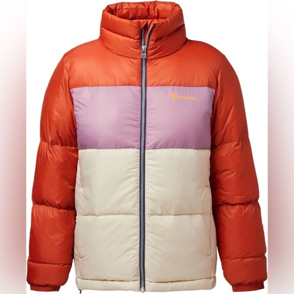 cotopaxi Colorblock Puffer Jacket in Orange, Lavender, Cream